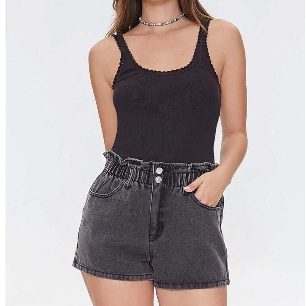 3/$15 F21 NWT Black Denim Paperbag Shorts